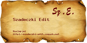 Szadeczki Edit névjegykártya